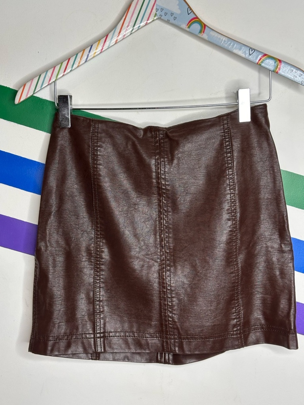 Free People brown faux leather mini skirt size 2